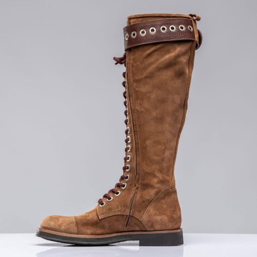 alberto fasciani alps tall lace up boot w buckle in cognac suede ladies european boots axels vail 39769313902826