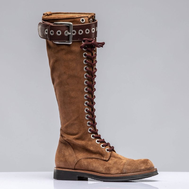 alberto fasciani alps tall lace up boot w buckle in cognac suede ladies european boots axels vail 39769313935594