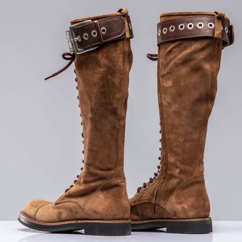 alberto fasciani alps tall lace up boot w buckle in cognac suede ladies european boots axels vail 39769313968362