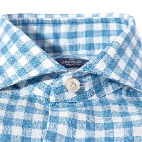 alessandro gherardi davyd washed linen check in blue mens shirts axels vail 39255923032298