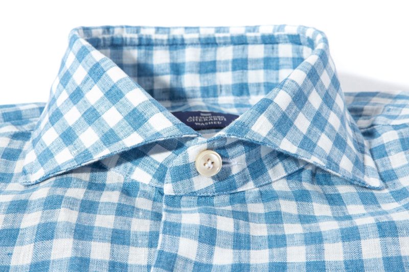 alessandro gherardi davyd washed linen check in blue mens shirts axels vail 39255923032298