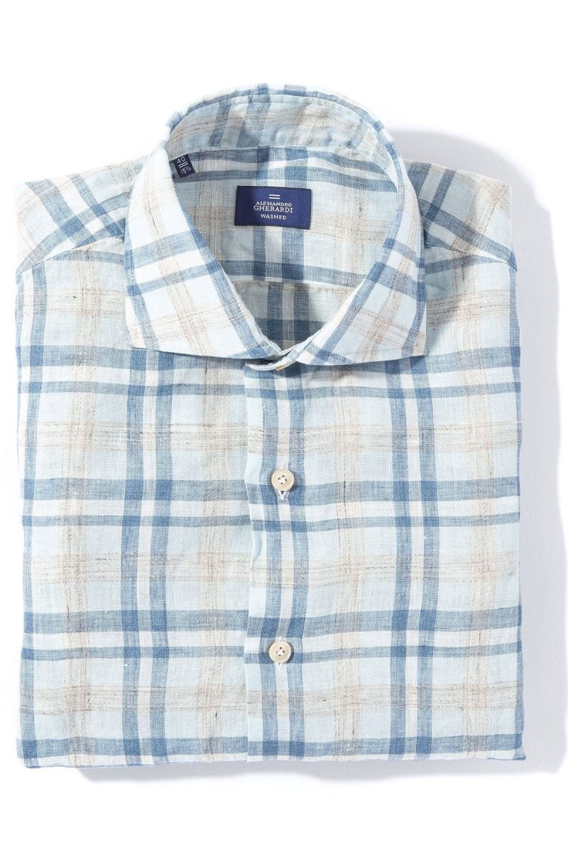 alessandro gherardi lucent linen plaid mens shirts axels vail 39255926571242