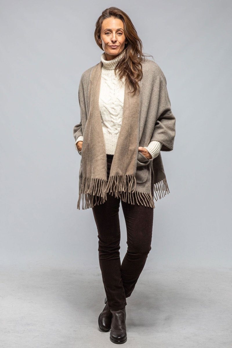 alonpi evelina cashmere cape in taupe beige ladies sweaters axels vail 40560228401386