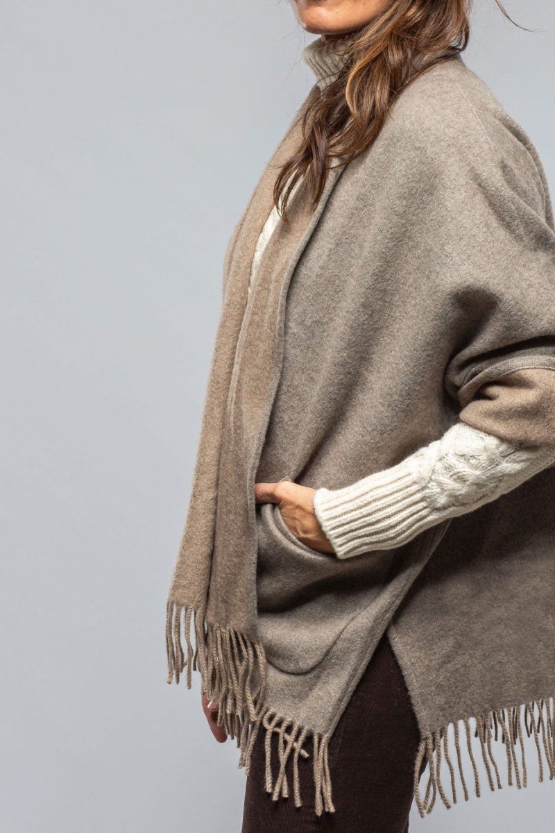 alonpi evelina cashmere cape in taupe beige ladies sweaters axels vail 40560228696298