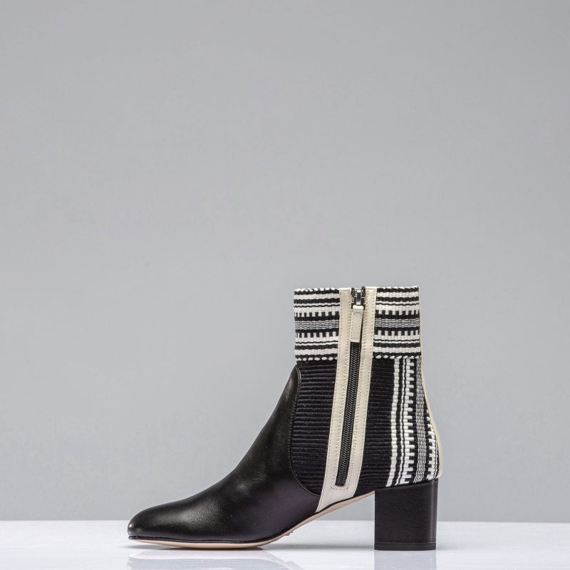 amambaih lola woven leather boot in black ivory ladies european boots axels vail 40614386532586