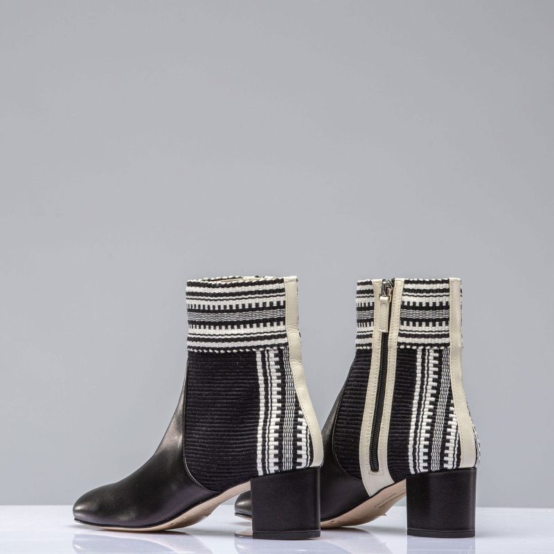 amambaih lola woven leather boot in black ivory ladies european boots axels vail 40614386729194