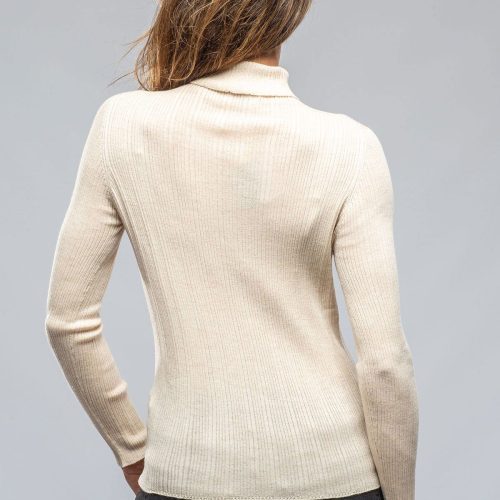 amina rubinacci celia ribbed t neck top in beige ladies sweaters axels vail 39402739335402