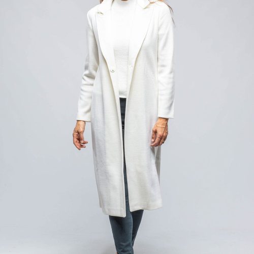 amina rubinacci colomba long knit duster in white ladies sweaters axels vail 39301465735402