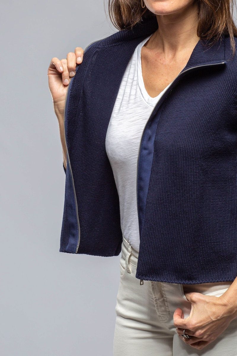 amina rubinacci crete zip sweater in navy ladies sweaters axels vail 39769283952874