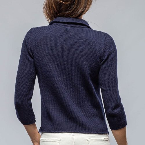 amina rubinacci crete zip sweater in navy ladies sweaters axels vail 39769283985642