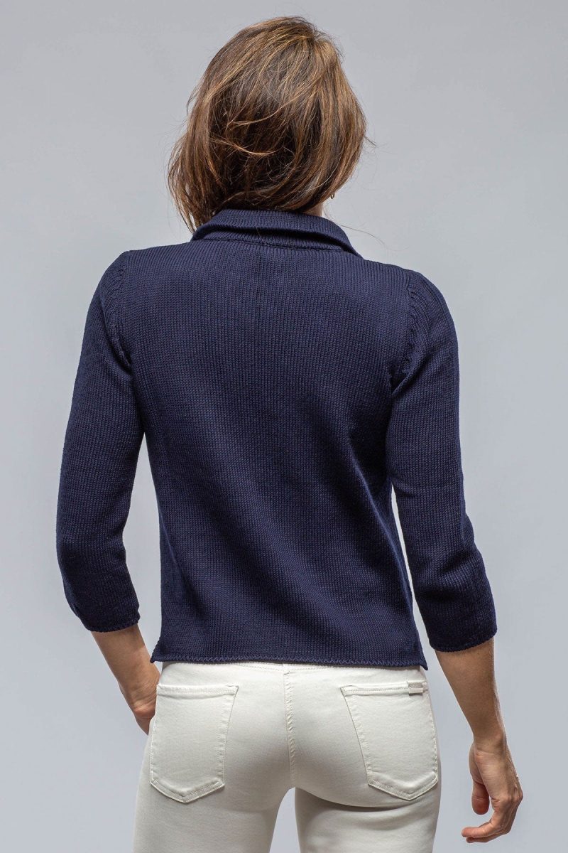 amina rubinacci crete zip sweater in navy ladies sweaters axels vail 39769283985642