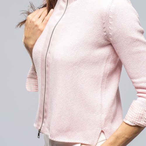 amina rubinacci crete zip sweater in pink ladies sweaters axels vail 39868722938090