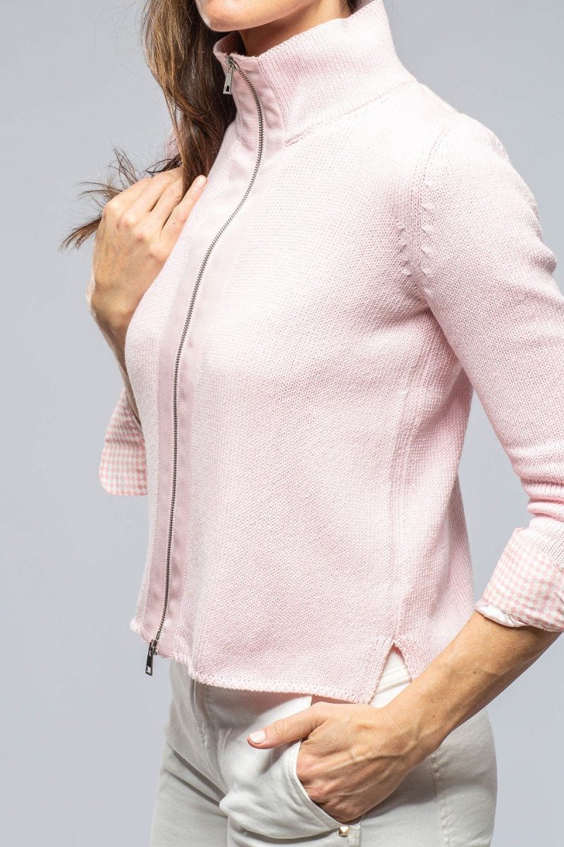 amina rubinacci crete zip sweater in pink ladies sweaters axels vail 39868722938090