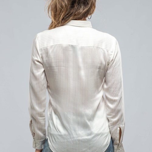 amina rubinacci diana ruffle front stripe shirt in beige white ladies blouses axels vail 37629463396586