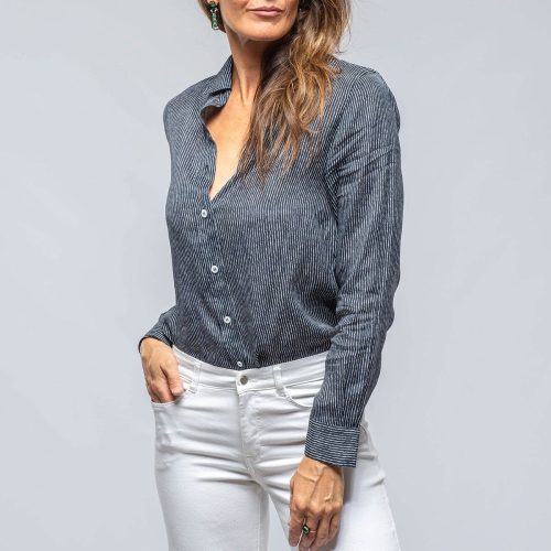 amina rubinacci dolce thin stripe silk blouse in navy white ladies blouses axels vail 39301466751210