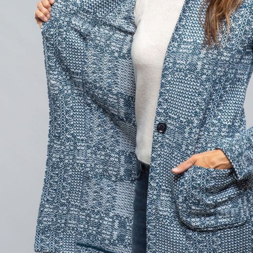 amina rubinacci elena long patchwork coat cardigan in blue white ladies tailored jackets axels vail 40243407651050