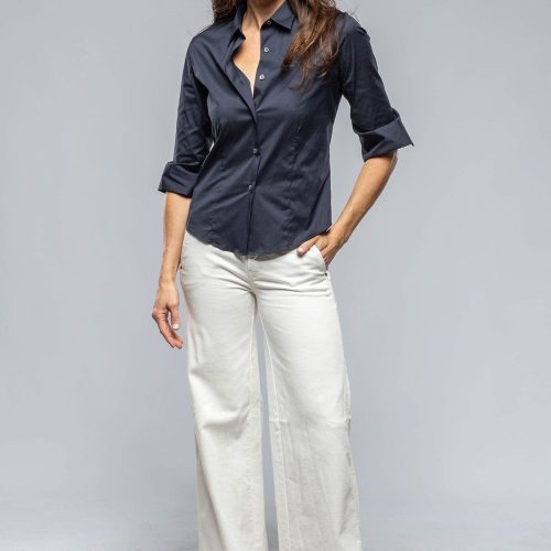 amina rubinacci giornata cotton stretch shirt in navy ladies blouses axels vail 39869063495914