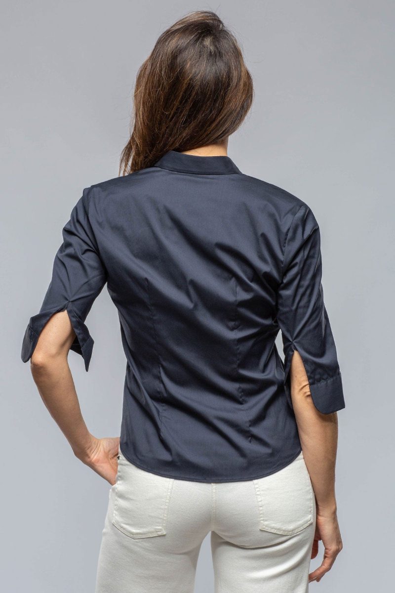 amina rubinacci giornata cotton stretch shirt in navy ladies blouses axels vail 39869063528682