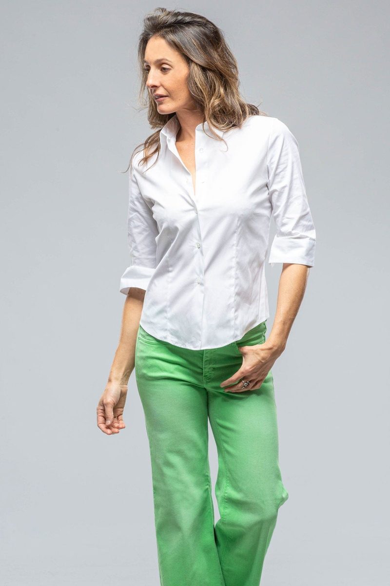 amina rubinacci giornata cotton stretch shirt in white ladies blouses axels vail 38930627789034