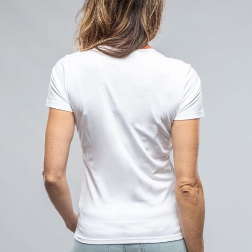 amina rubinacci livia banded neck tee in white cinnamon ladies tops axels vail 37405663920362