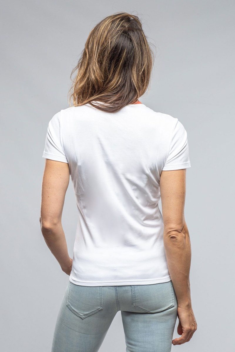 amina rubinacci livia banded neck tee in white cinnamon ladies tops axels vail 37405663920362