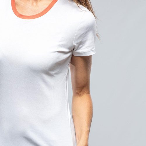 amina rubinacci livia banded neck tee in white cinnamon ladies tops axels vail 37405664870634