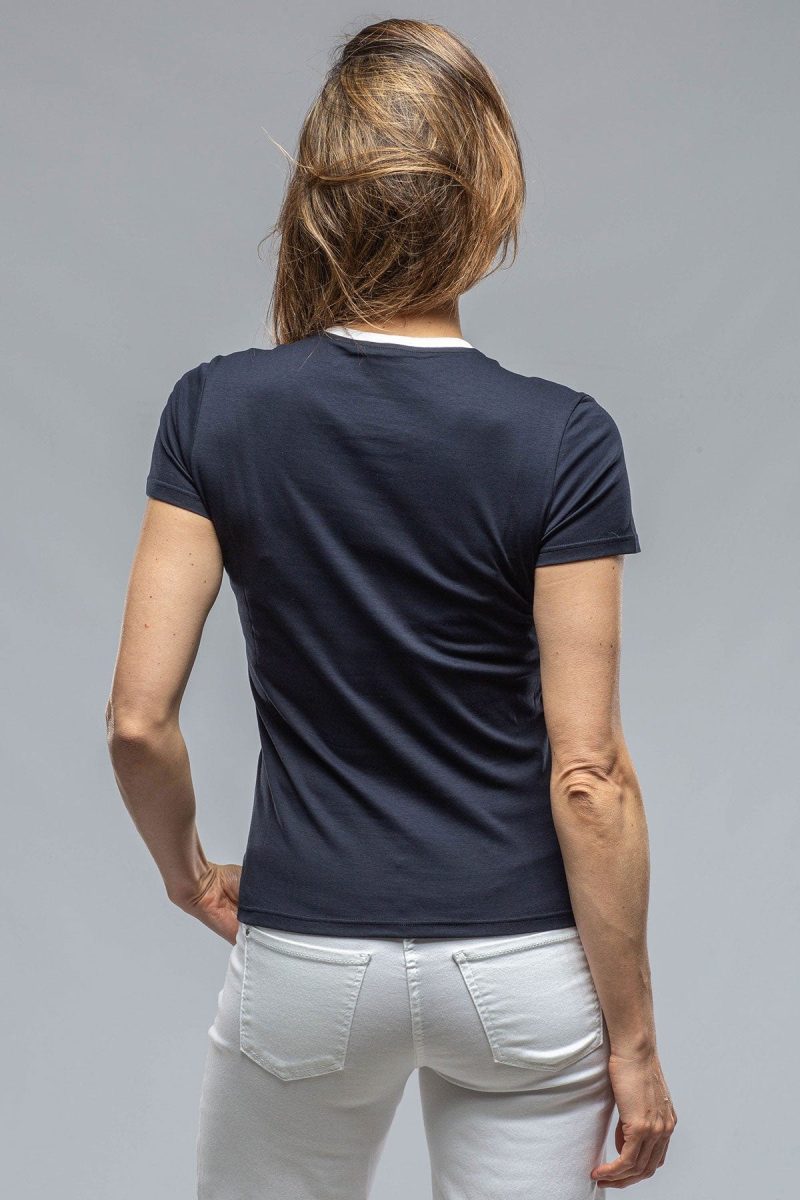 amina rubinacci livia banded neck tee in white navy ladies tops axels vail 37405844308202