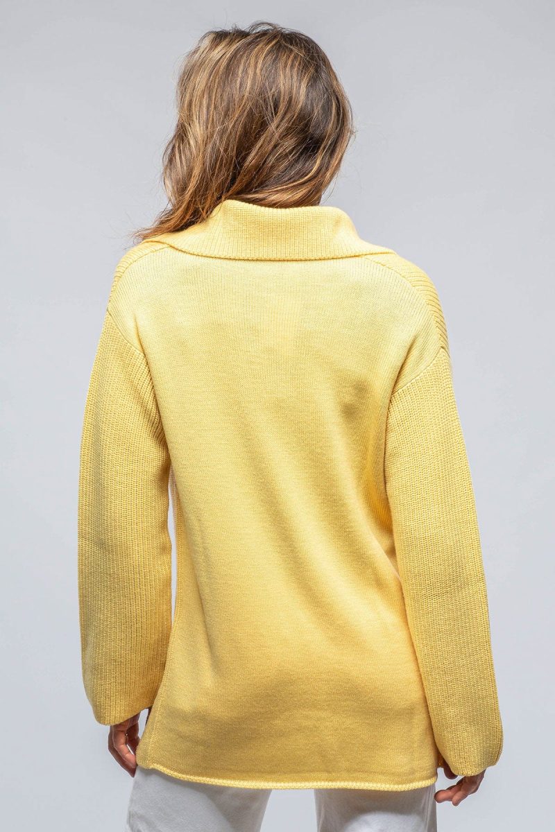 amina rubinacci nina long cashmere ribbed cardigan in butter yellow ladies sweaters axels vail 39301539004650