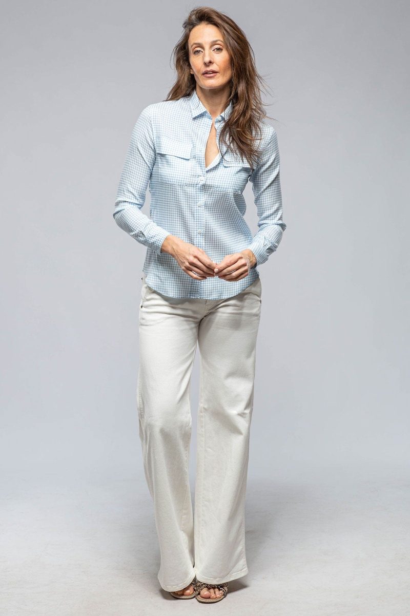 amina rubinacci respiro silk blouse in denim ladies blouses axels vail 39869078700266