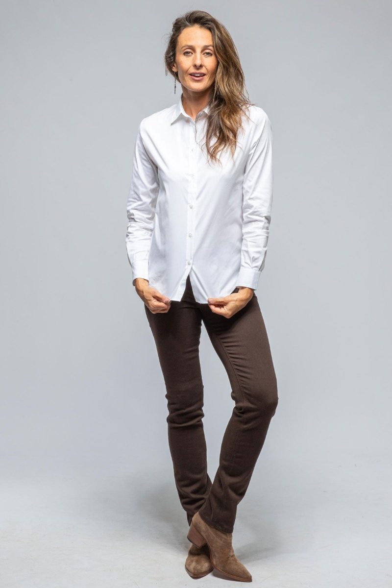 amina rubinacci sara stretch cotton white shirt in white ladies blouses axels vail 39366566936810