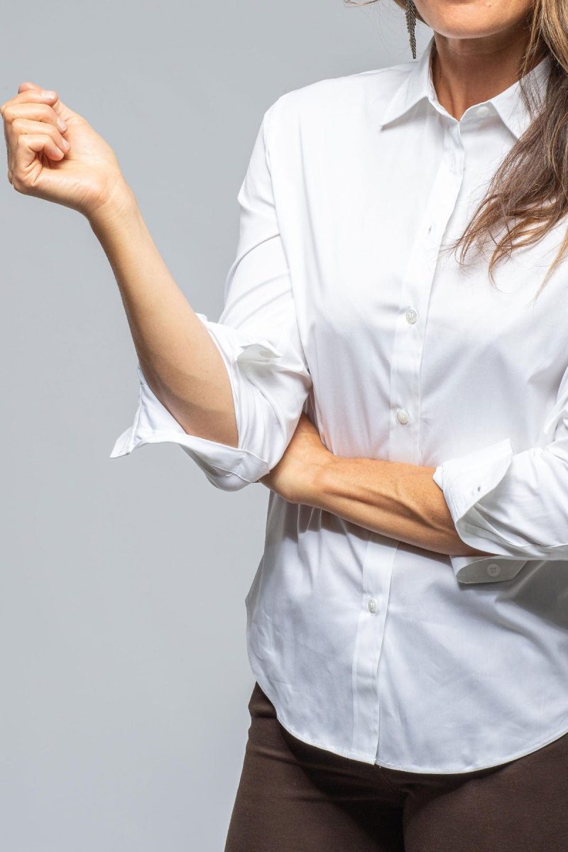 amina rubinacci sara stretch cotton white shirt in white ladies blouses axels vail 39366567067882