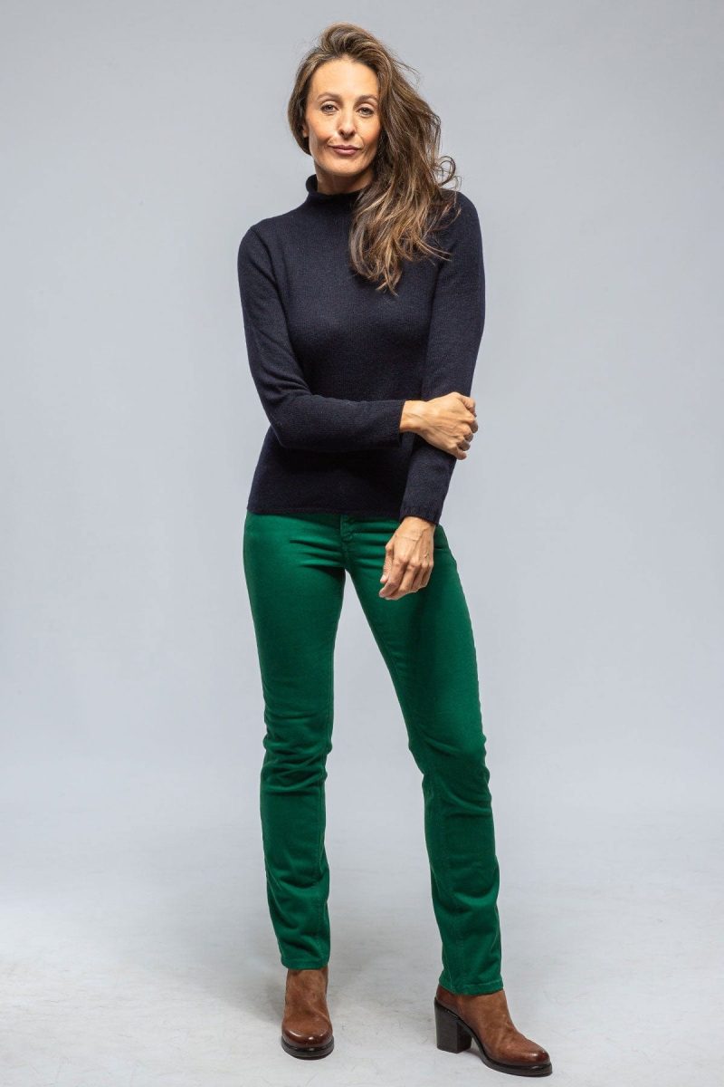 amina rubinacci tromba mock neck cashmere sweater in navy ladies sweaters axels vail 39523136766186