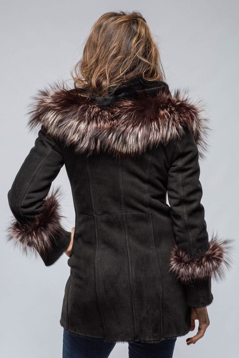 artico bigallo shearling in black w silver tipped fur trim ladies outerwear shearling axels vail 39889732141290