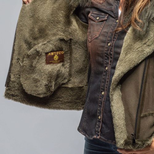 artico colette aviator shearling in military ladies outerwear shearling axels vail 40367497707754