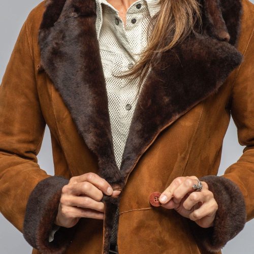 artico mercedes long shearling in cognac ladies outerwear shearling axels vail 40367528116458