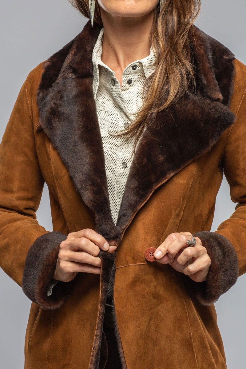 artico mercedes long shearling in cognac ladies outerwear shearling axels vail 40367528116458