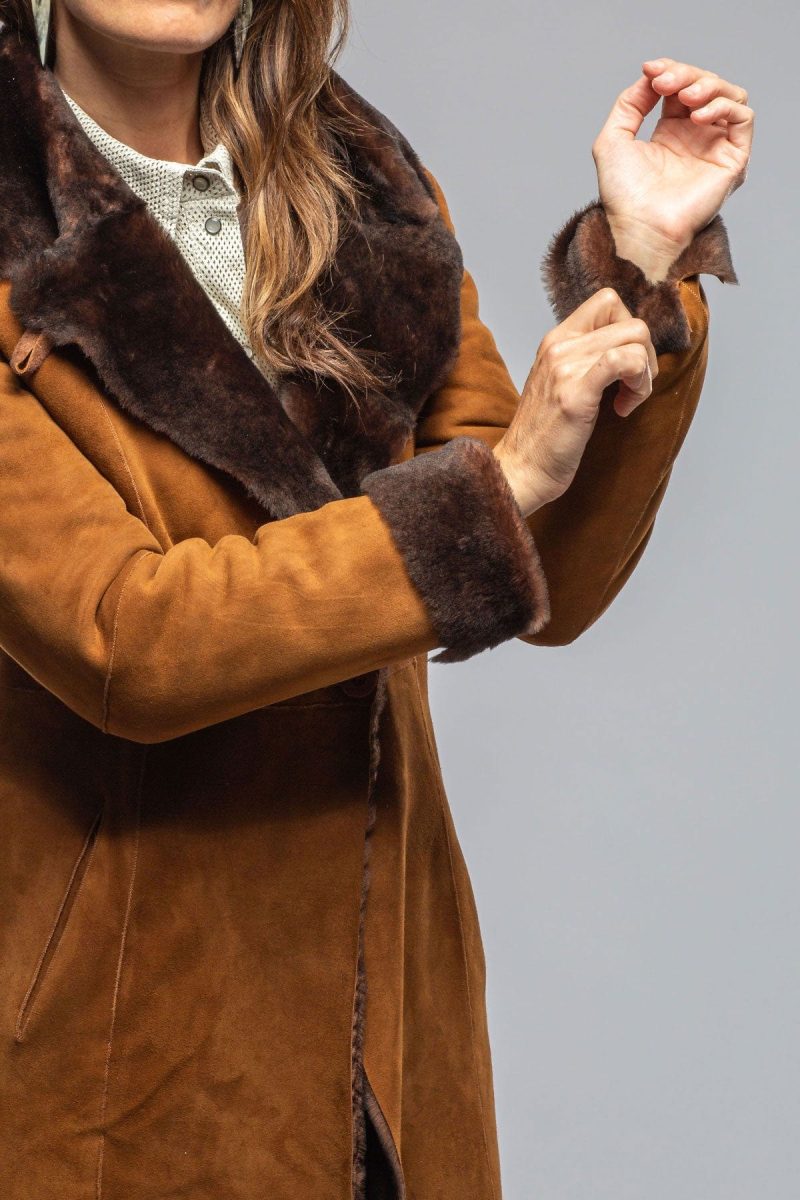 artico mercedes long shearling in cognac ladies outerwear shearling axels vail 40367528804586