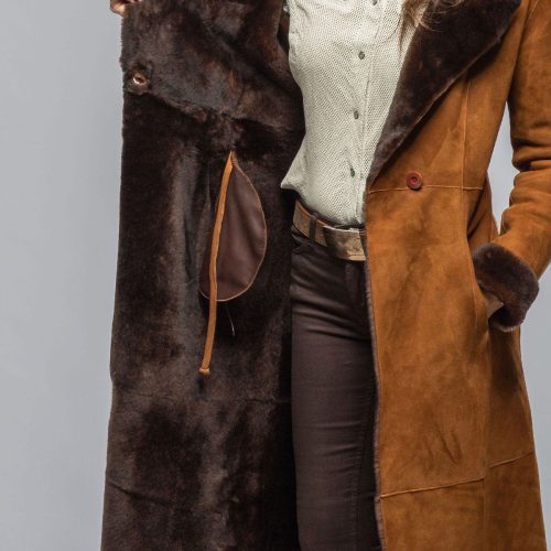 artico mercedes long shearling in cognac ladies outerwear shearling axels vail 40367528870122