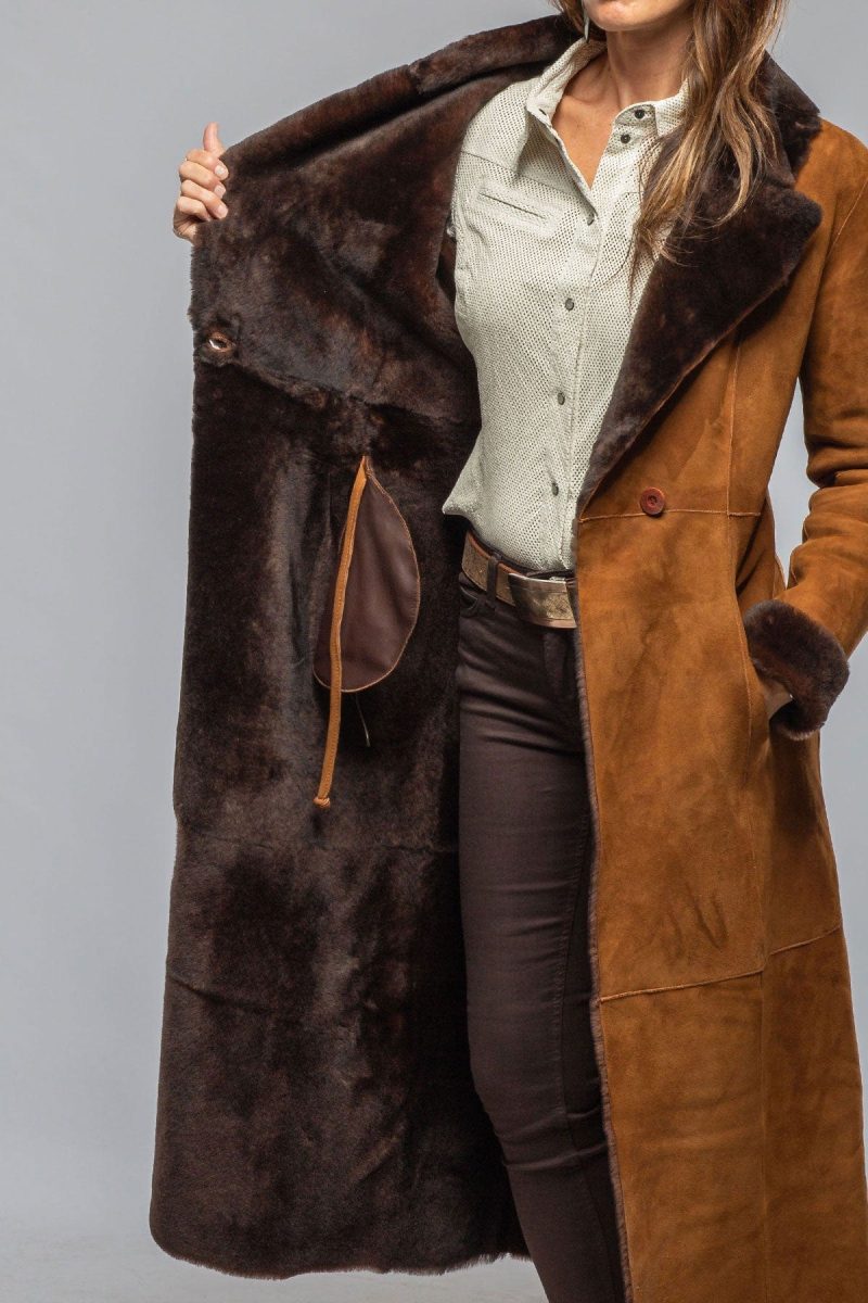 artico mercedes long shearling in cognac ladies outerwear shearling axels vail 40367528870122