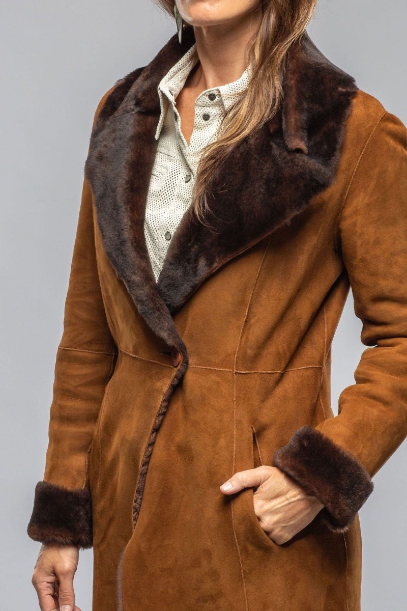 artico mercedes long shearling in cognac ladies outerwear shearling axels vail 40367529099498