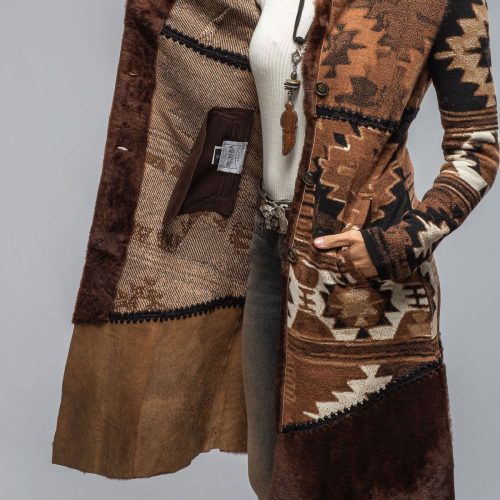 artico mesquite woven shearling coat in brown ladies outerwear shearling axels vail 40466612158698