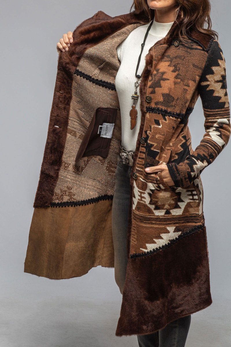 artico mesquite woven shearling coat in brown ladies outerwear shearling axels vail 40466612158698