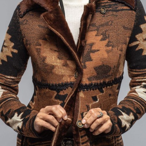 artico mesquite woven shearling coat in brown ladies outerwear shearling axels vail 40466612551914