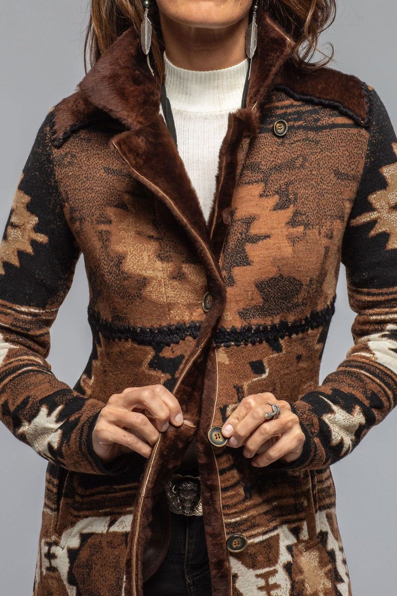 artico mesquite woven shearling coat in brown ladies outerwear shearling axels vail 40466612551914