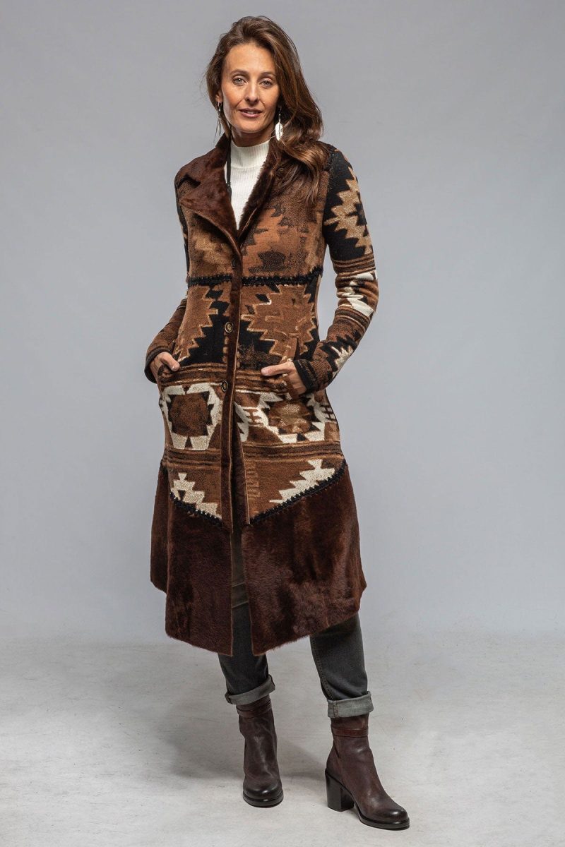 artico mesquite woven shearling coat in brown ladies outerwear shearling axels vail 40466612617450