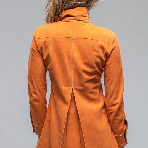 artico olivia long suede shirt w pleated back in rust ladies outerwear leather axels vail 37061536514282