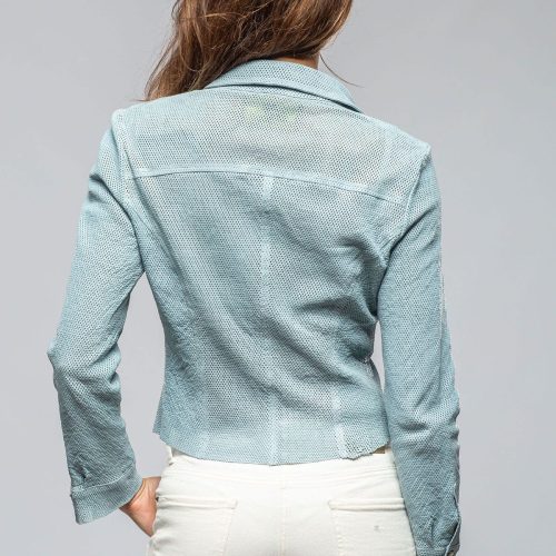 artico pasadena perforated leather shirt in blue ladies outerwear leather axels vail 40302695973098