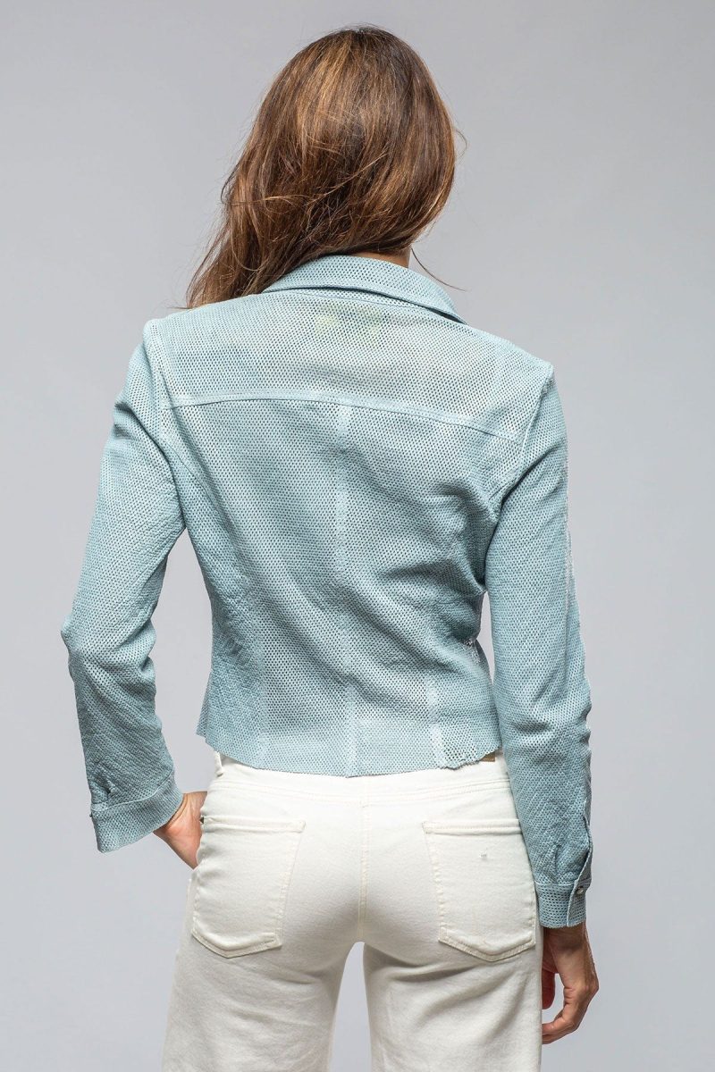 artico pasadena perforated leather shirt in blue ladies outerwear leather axels vail 40302695973098