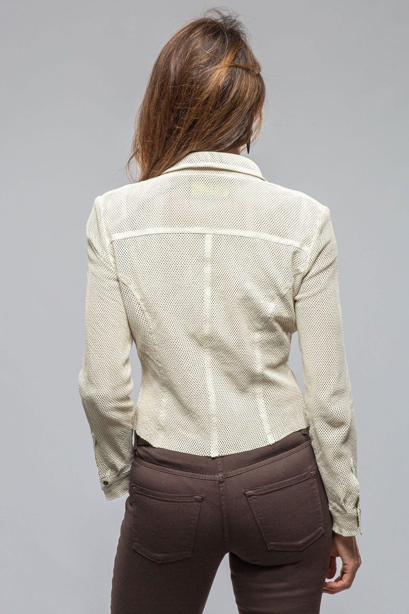 artico pasadena perforated leather shirt in cream ladies outerwear leather axels vail 40367480307946