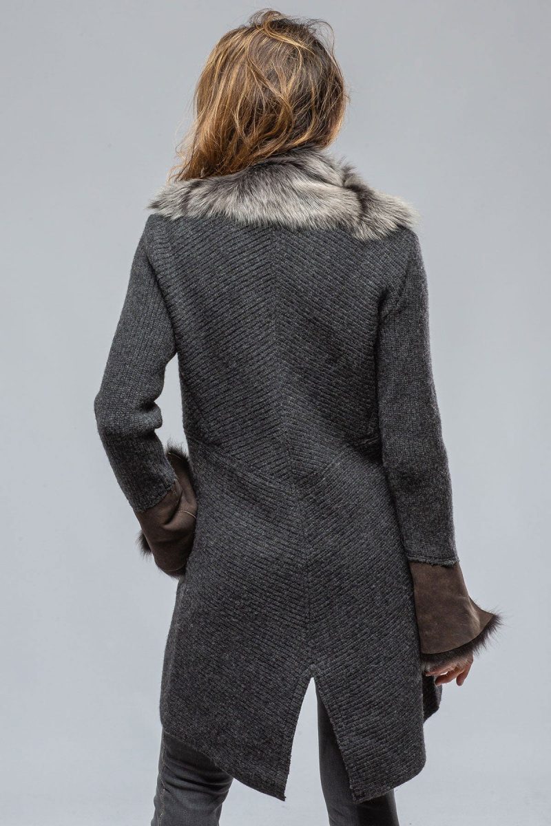 artico regina long sweater coat in anthracite ladies outerwear shearling axels vail 39387398897898